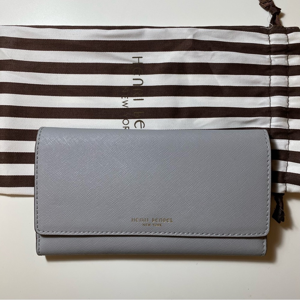 Henri Bendel Slate Blue Trifold Long Wallet